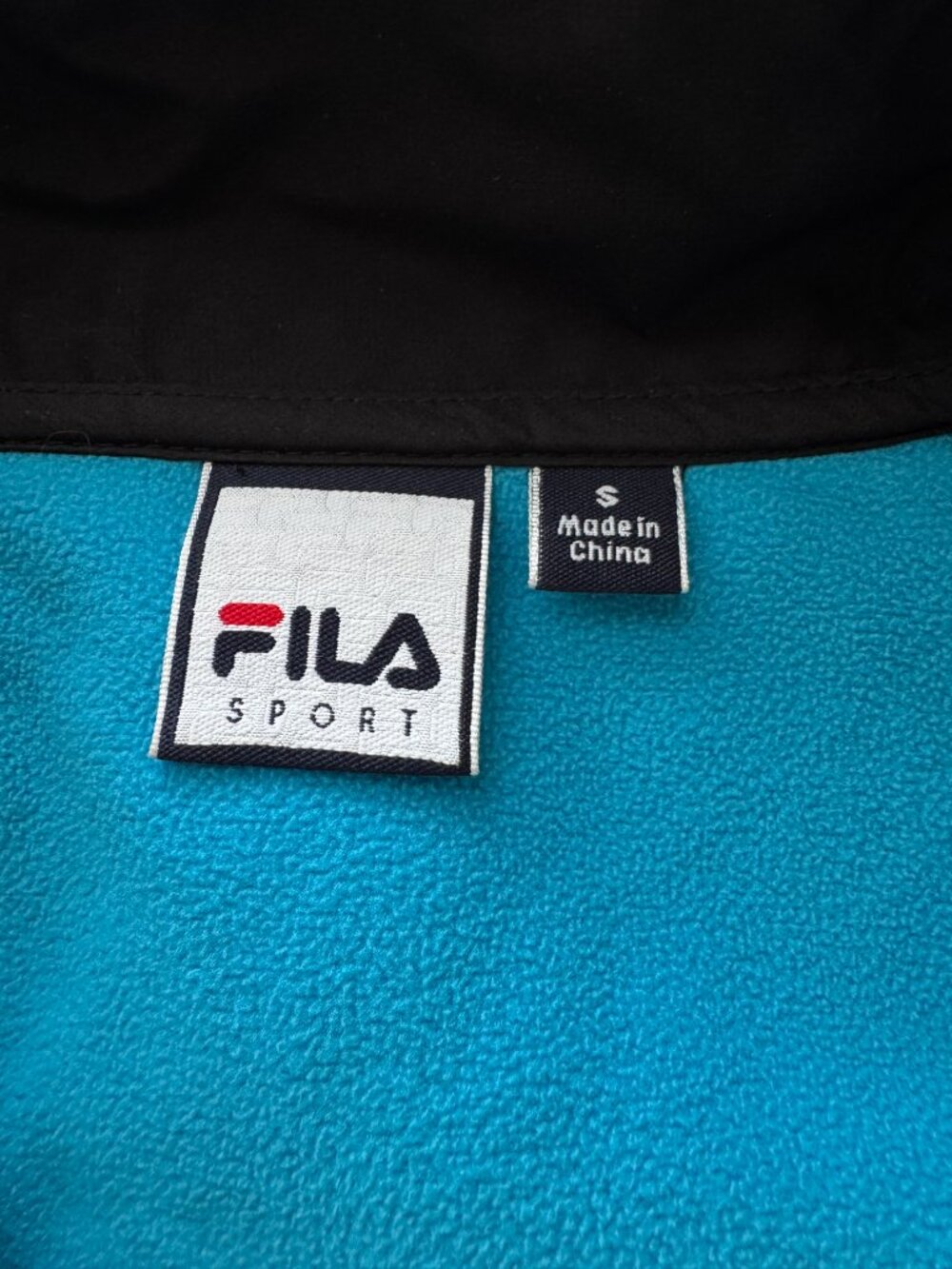 Fila Sport Mens  S Blue Black Colorblock Full Zip Fleece Jacket Gorpcore Y2K - Picture 6 of 13